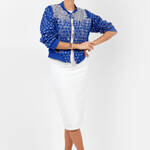 Blue Cobalt Bomber Jacket with Silver Embroidery image 2