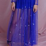 Cobalt Blue Skirt With Pearl Embroidery image 1