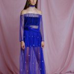 Cobalt Blue Skirt With Pearl Embroidery image 2