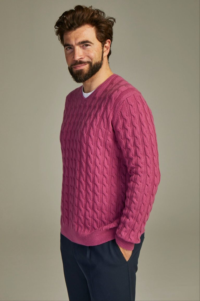 Cable cashmere sweater Solid Ribes