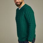 Cable cashmere sweater Solid Emerald image 4