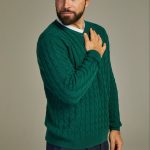 Cable cashmere sweater Solid Emerald image 5
