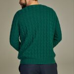 Cable cashmere sweater Solid Emerald image 7