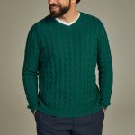 Cable cashmere sweater Solid Emerald image 3