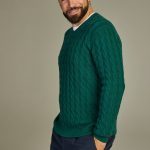 Cable cashmere sweater Solid Emerald image 1