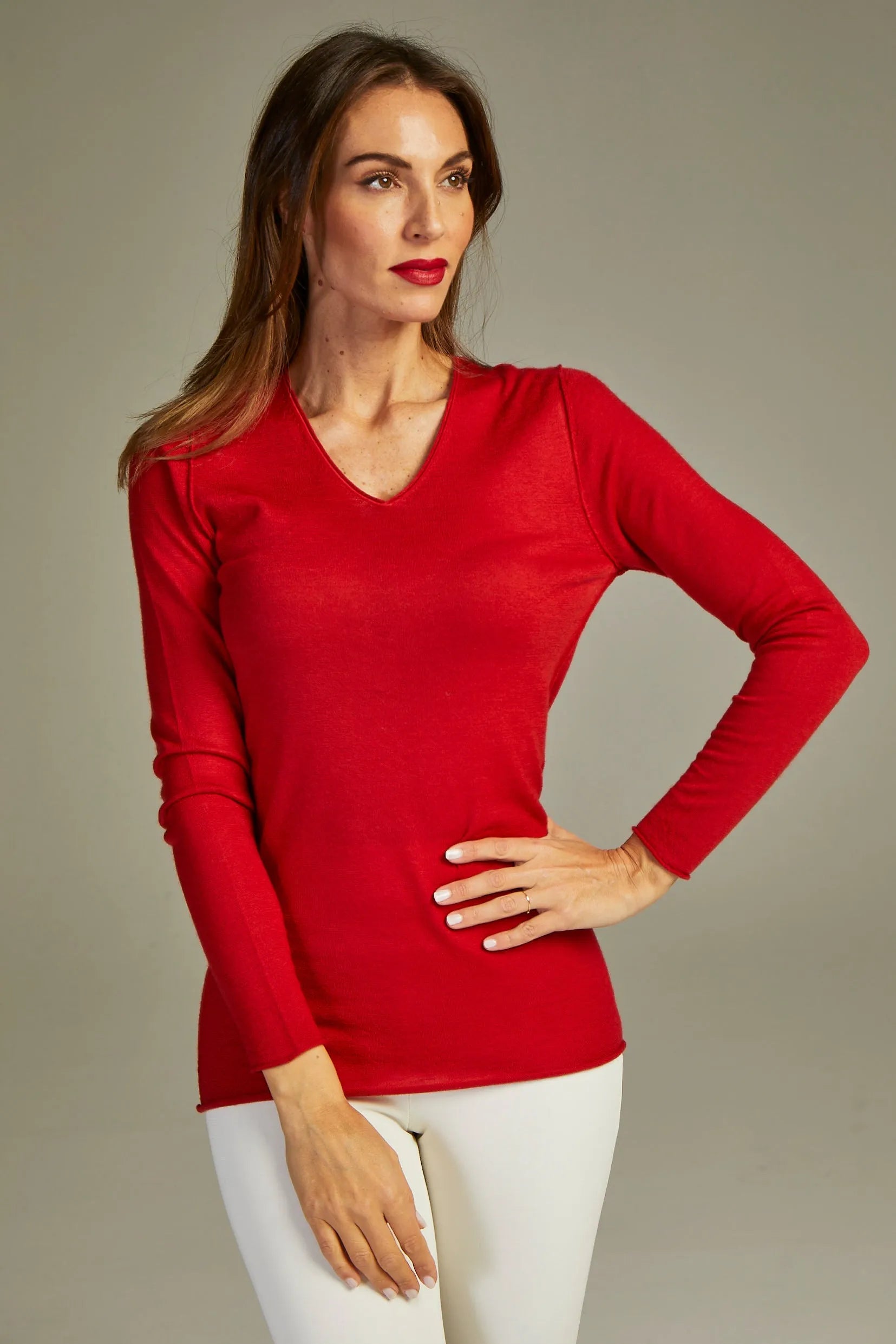 Fit Cashmere Sweater Red