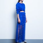 Cobalt Blue Skirt With Pearl Embroidery image 4