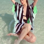 Striped Neon Green Kimono image 1