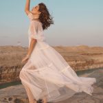 Off-shoulder White Tull Pearl Dress image 1