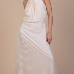 Fiona Pleated Dress in Cream image 4
