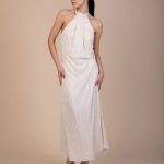 Fiona Pleated Dress in Cream image 2