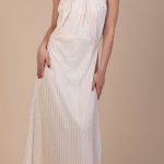 Fiona Pleated Dress in Cream image 6