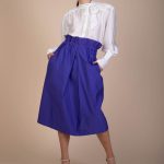 Ava Long Skirt in vivid ultra violet ribbed woven fabric image 4
