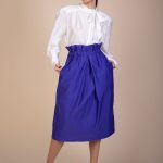Ava Long Skirt in vivid ultra violet ribbed woven fabric image 3