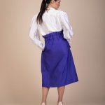 Ava Long Skirt in vivid ultra violet ribbed woven fabric image 5