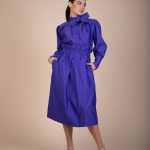 Ava Long Skirt in vivid ultra violet ribbed woven fabric image 7