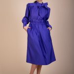 Ava Long Skirt in vivid ultra violet ribbed woven fabric image 8
