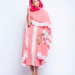 Baby Pink Puncho Wrap Cape With White Lace and small pearls image 1