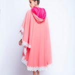 Baby Pink Puncho Wrap Cape With White Lace and small pearls image 5