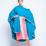 Baby Blue Puncho Wrap Cape With Pearls image 1