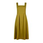 Sybil Cotton Midi Pinafore Dress in Olive image 1