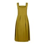 Sybil Cotton Midi Pinafore Dress in Olive image 2