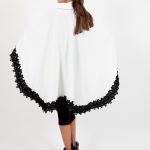 White Hoodie Cape With Black Embroidery image 2