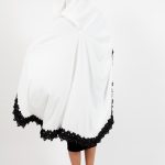 White Hoodie Cape With Black Embroidery image 3
