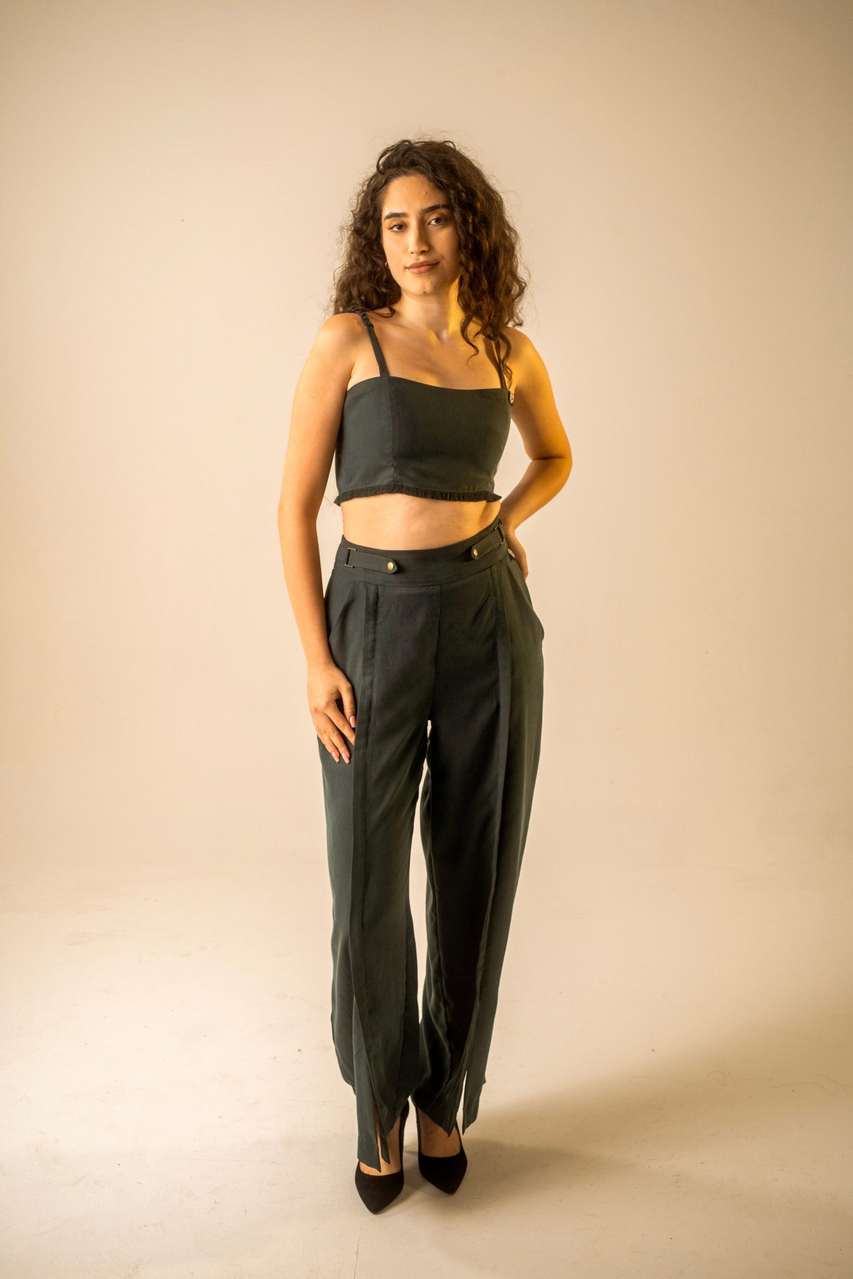 Teal Crop Fringe Bralette