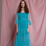 Turquoise Adjustable Offshoulder Tulle Princess Dress with Pearls image 4