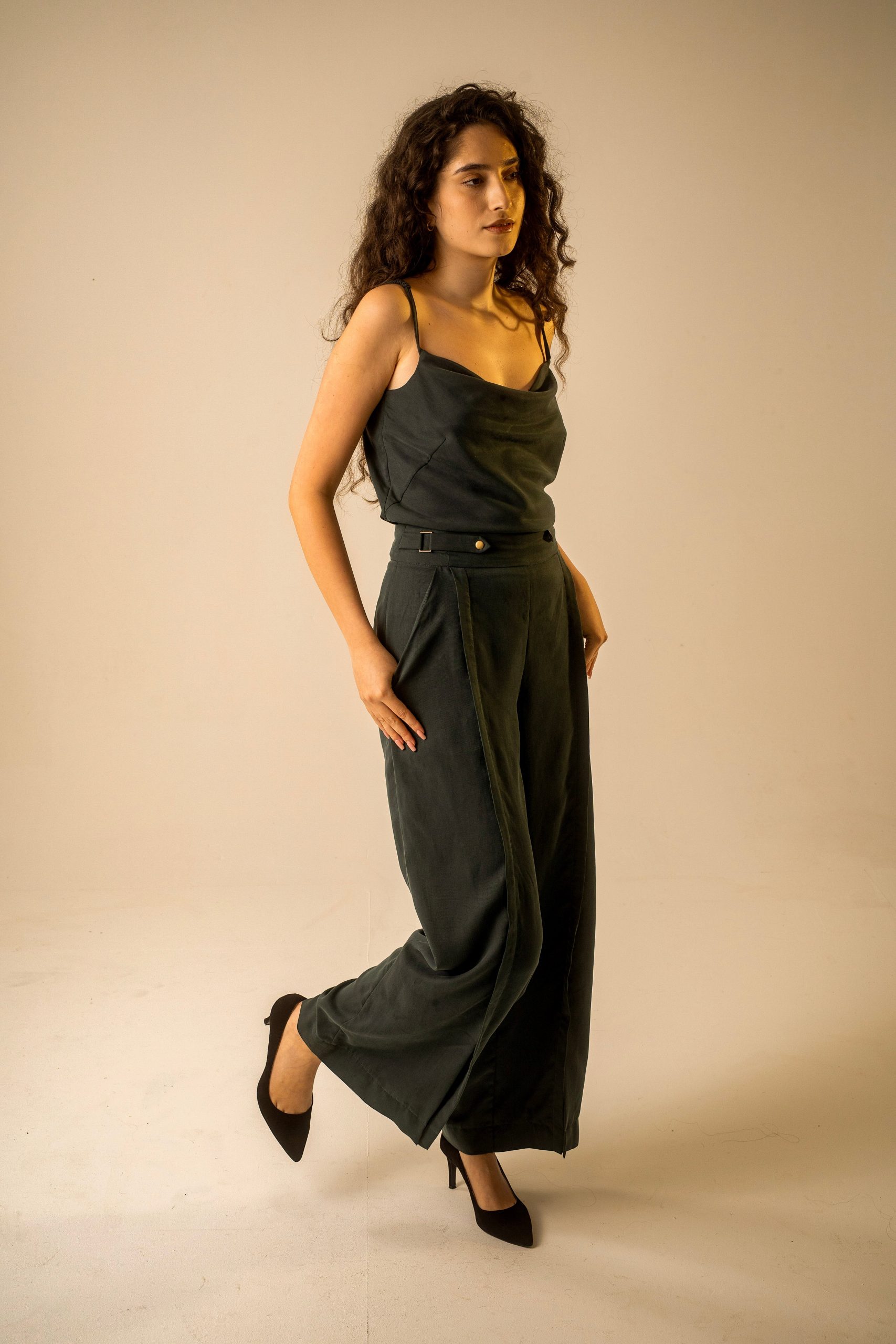 Teal Cowl Camisole Top