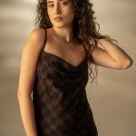 Houndstooth silk slip dress image 4