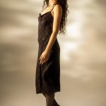 Houndstooth silk slip dress image 5