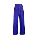 Agatha Fitted, High- waist, Wide -Legs Trousers in vivid ultra violet ribbed woven fabric image 1