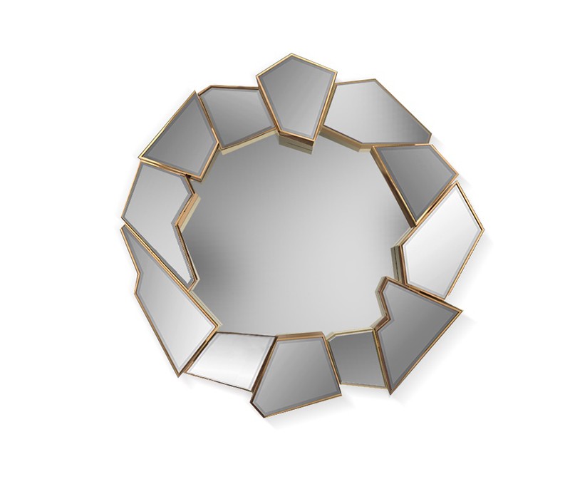 Crackle Round Mirror