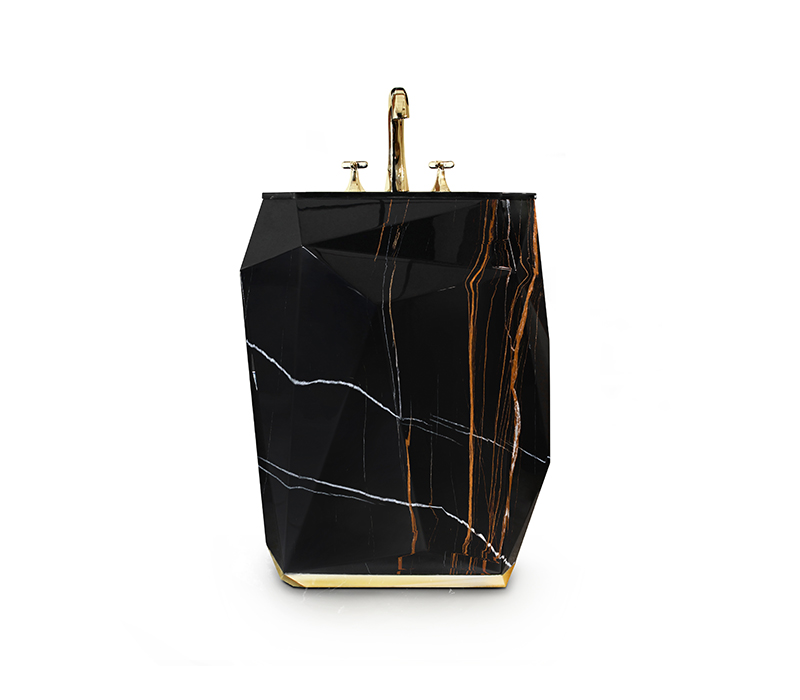 Diamond Faux Marble Pedestal Sink