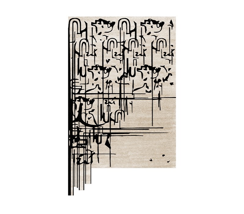 Black Ink Rectangular Rug