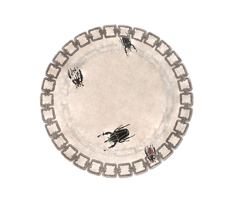 Golden Bugs Round Rug