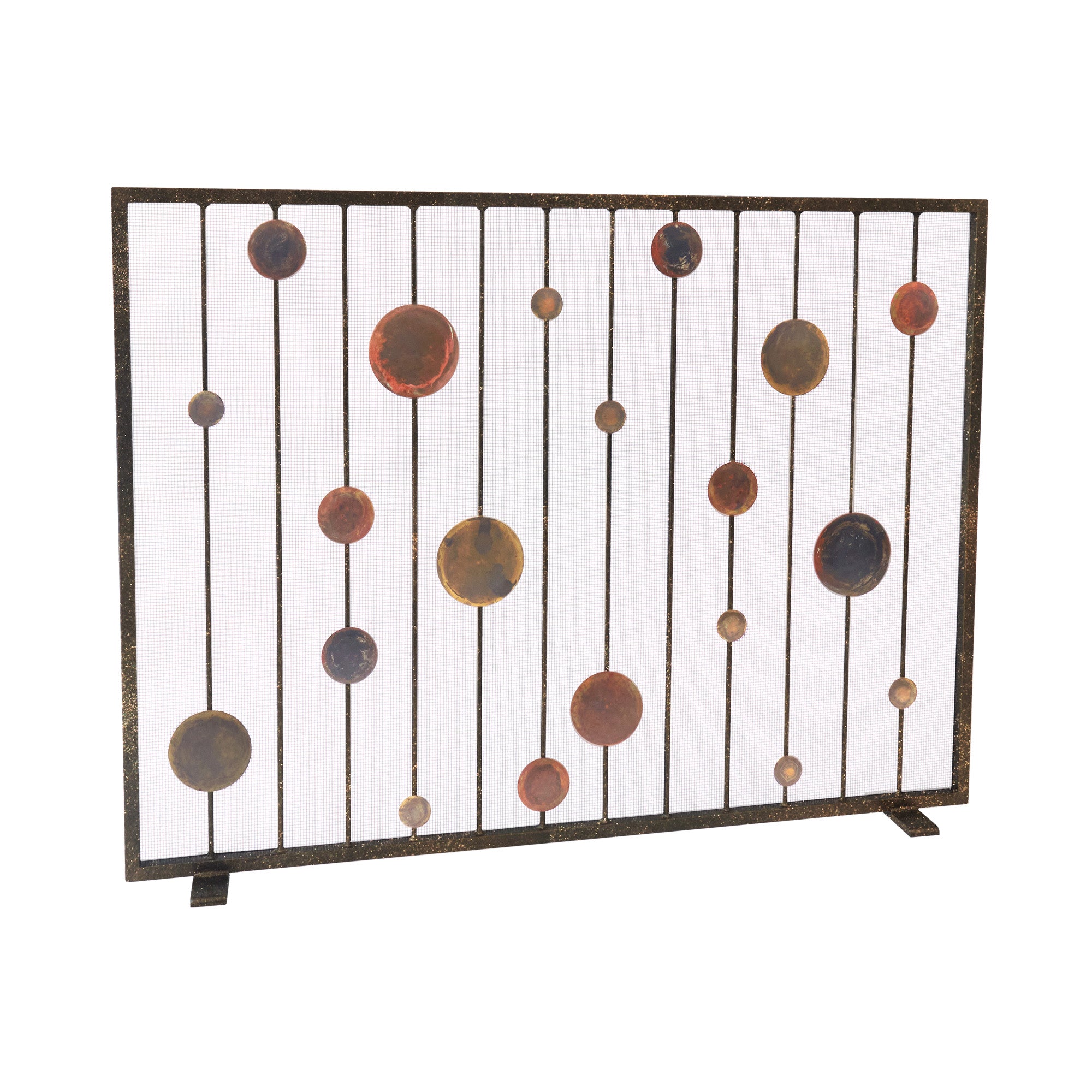 Striker Fireplace Screen, Gold Rubbed Black Frame