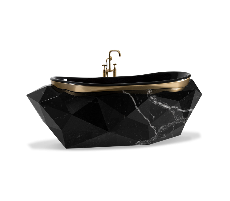 Diamond Nero Marquina Faux-Marble I Bathtub