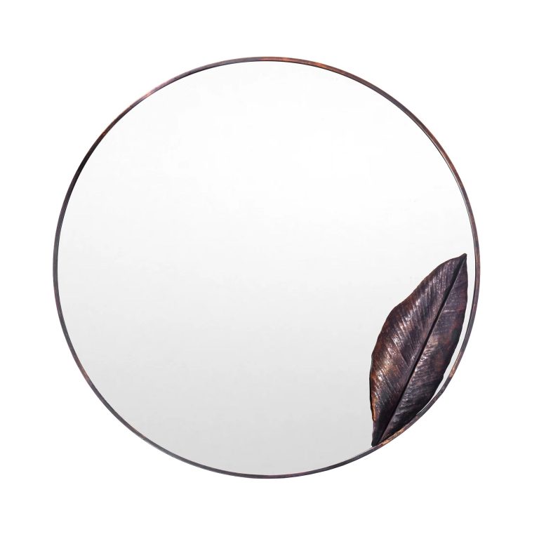 Copper Leaf Mirror in Tobacco