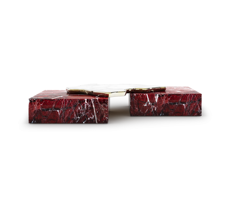 Navarra Rosso Levanto and Carrara Marble Center Table