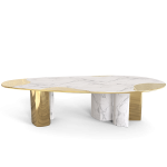 Ophelia Carrara Marble and Gold Dining Table image 1