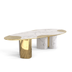 Ophelia Carrara Marble and Gold Dining Table image 2