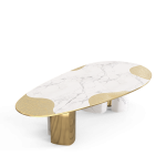 Ophelia Carrara Marble and Gold Dining Table image 3