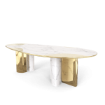 Ophelia Carrara Marble and Gold Dining Table image 4