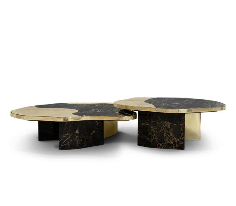 Ophelia Portoro Marble and Gold Center Table