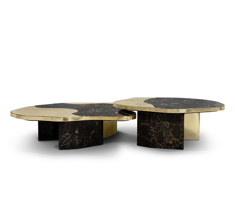 Ophelia Portoro Marble and Gold Center Table