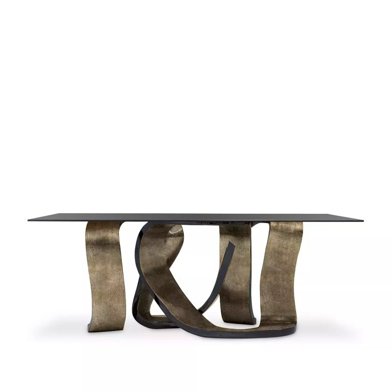 Ribbon Broken Silver Leaf Dining Table