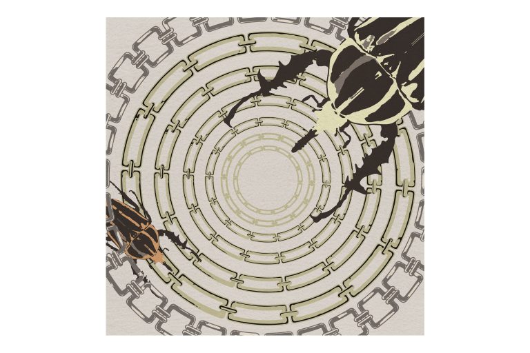Golden Bugs Square Rug